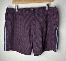  89 FAIR HARBOR Men  s Sextant Swim Trunk Lined Shorts-Navy Maroon Size: 34