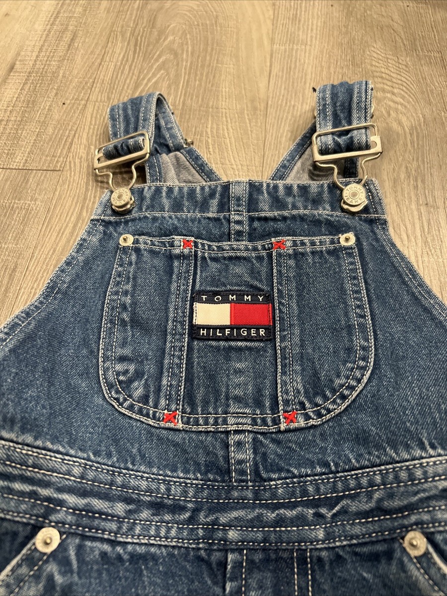 Vintage 90s Tommy Hilfiger Kids Unisex Blue Denim Bib Overall