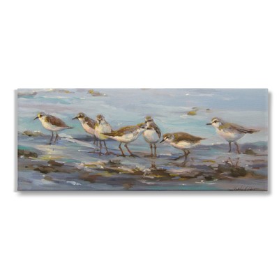 Sandpiper Flock on Shore Canvas Wall Art by Sandy Nelson