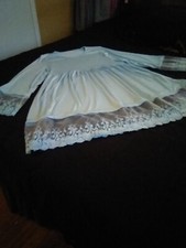 Long Sleeve Dress Lace Trim Accent Light Blue Large