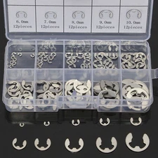 120Pcs 304 Stainles Steel E-Clip Retaining Circlip Assortment Kit 1.5mm to 10mm