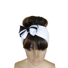 White Headband. Bow Head Wrap. Cute Handmade Hairband. Bow Adult Hair Wrap.