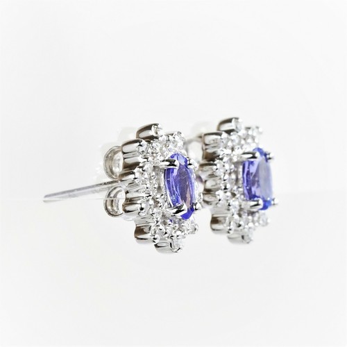 Natural Tanzanite Earrings 40 Genuine Diamonds 9K White Gold Gift Boxed NEW - Bild 7 von 10