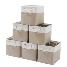 11 x 11 Inch Cube Storage Bins, 6 Pack Large Collapsible Fabric Storage Bin