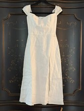 $248 Reformation Bridgton Linen Midi Dress | White | Size 0