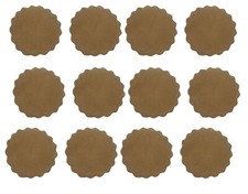 12 pcs 2" Beige Genuine Suede Leather Scalloped Rosettes Rounds Blanks Western