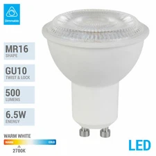 MR16 Lensed LED 6.5W Watt Twist and Lock GU10 Dimmable 25 Degree 27K Warm White