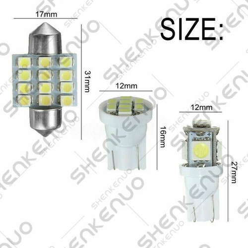 Luces LED interiores de coche 14 piezas cúpula mapa puerta matrícula bombillas blancas - Imagen 12 de 12