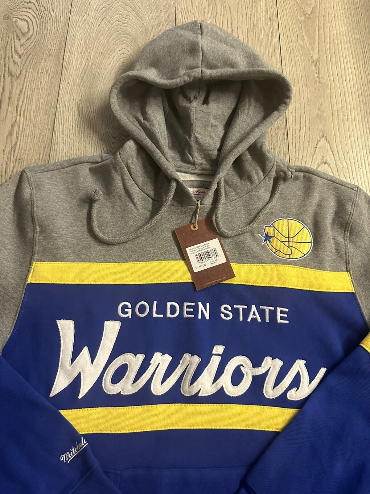 Felpa con cappuccio Mitchell & Ness Gol State Warriors Head Coach taglia XL