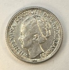 1943 P Netherlands 25 Cents Silver Coin KM# 164