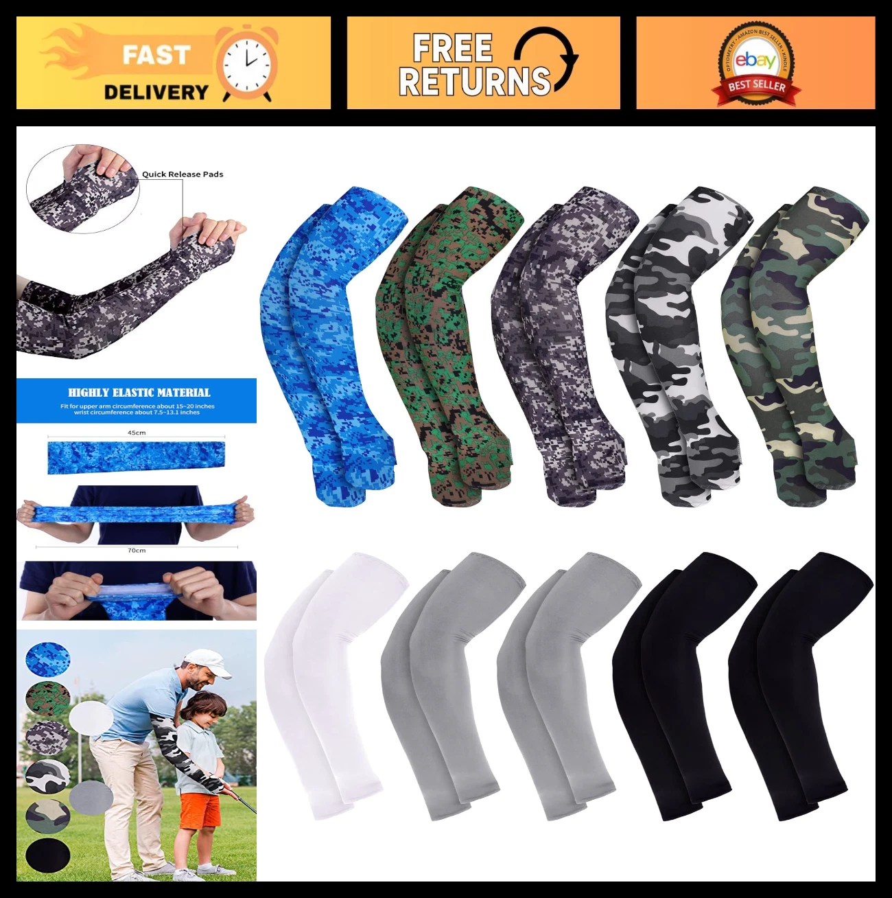 10 Pairs UV Protection Arm Sleeves for Men & Women - Cooling Tattoo Cover Compre
Opens in a new wind