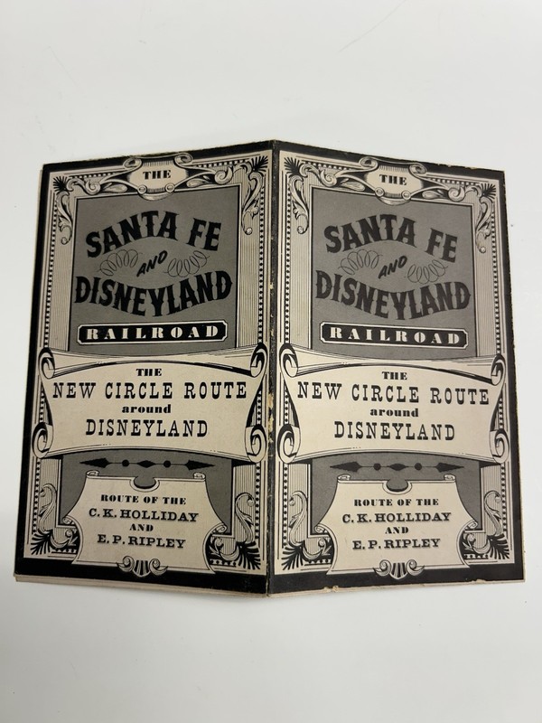 Vintage 1956 Santa Fe Railroad Disneyland Circle Route Fold Out Brochure Map !!