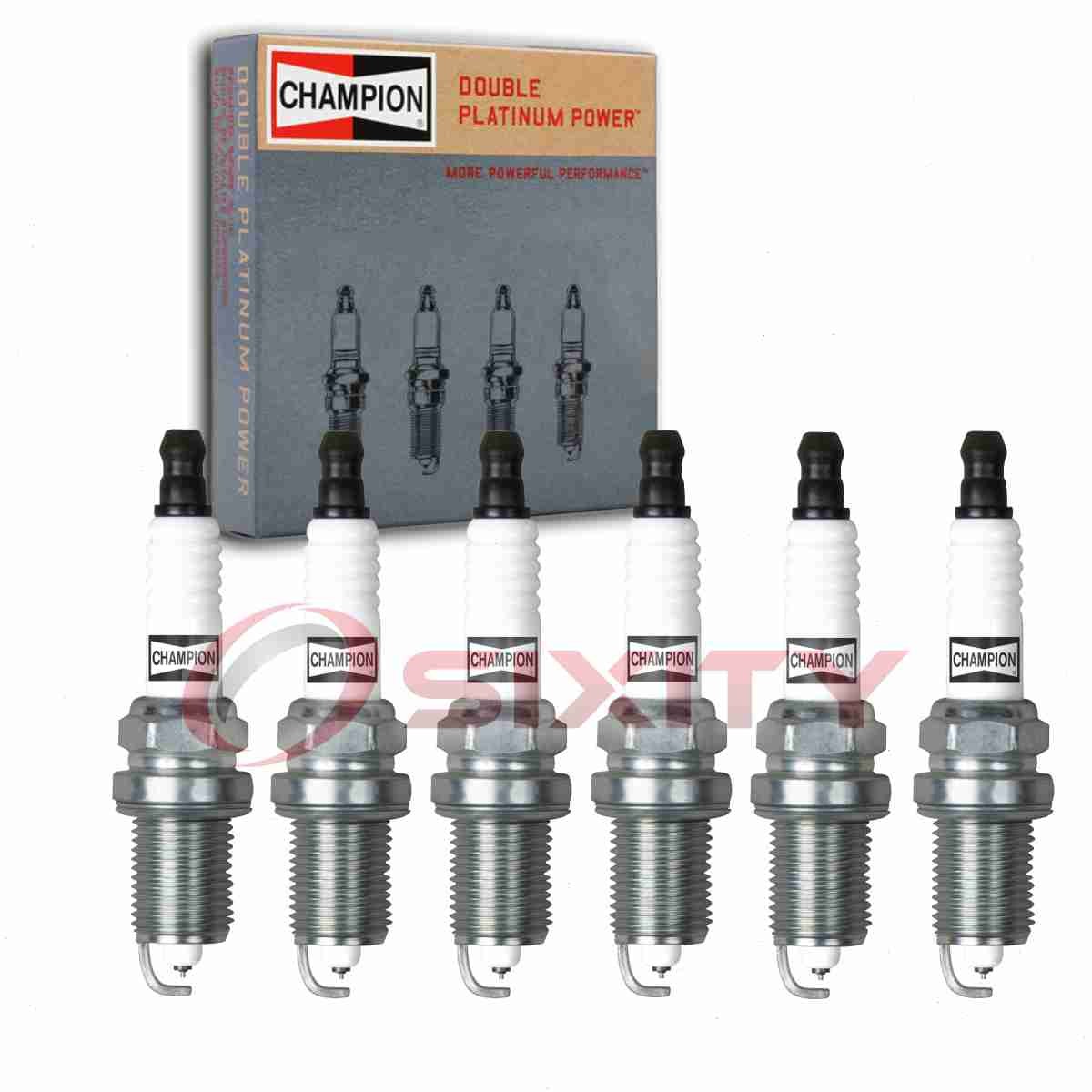6 pc Champion Double Platinum Spark Plugs for 1993-2002 Mazda 626 2.5L V6 lc