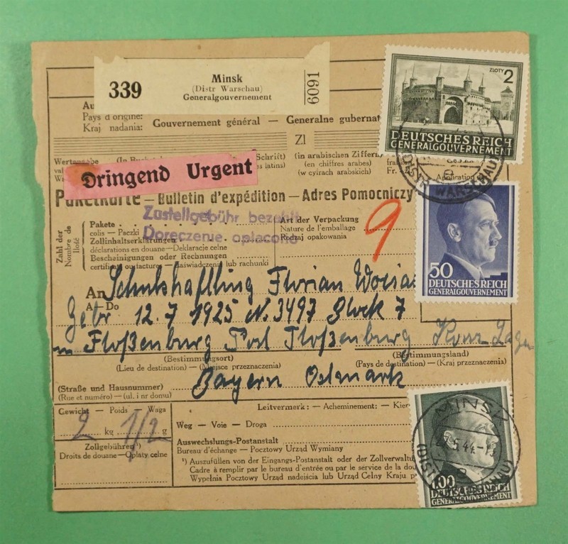DR WHO 1944 BELARUS GENERAL GOVERNMENT BULLETIN D'EXPEDITION MINSK R42606