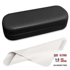 Glasses Case Large Hard Shell Eyeglasses Case PU Leather Protective for Black