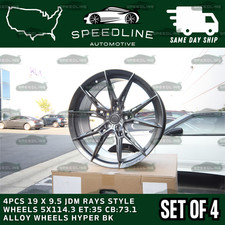 4pcs 19 X 9.5 Jdm Rays Style Wheels 5x114.3 Et35 Cb73.1 Alloy Wheels Hyper Bk