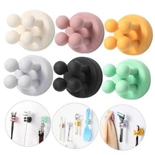  6Pcs Silicone Toothbrush Holders - Multi-Function Hook Waterproof Multicolor