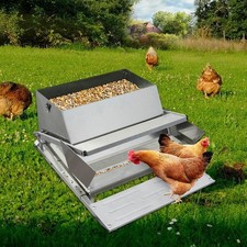 Automatic Chicken Feeder Galvanized Steel Poultry Feeder 25 lb 10 Chickens