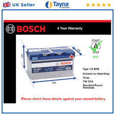 EFB Battery fits CADILLAC ATS 2.0 2013 on Stop Start Bosch 110 EFB 730A 75Ah New