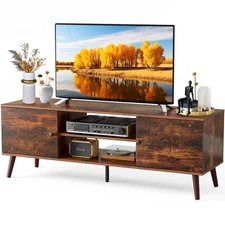 TV Stand for 55 60 inch TV, Entertainment Center with Storage Cabinet, Mid Ce...