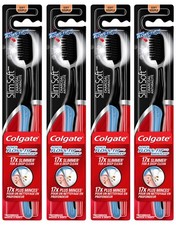 Colgate Slimsoft Floss-Tip Charcoal 4 count Pack of 1 , Black and Blue