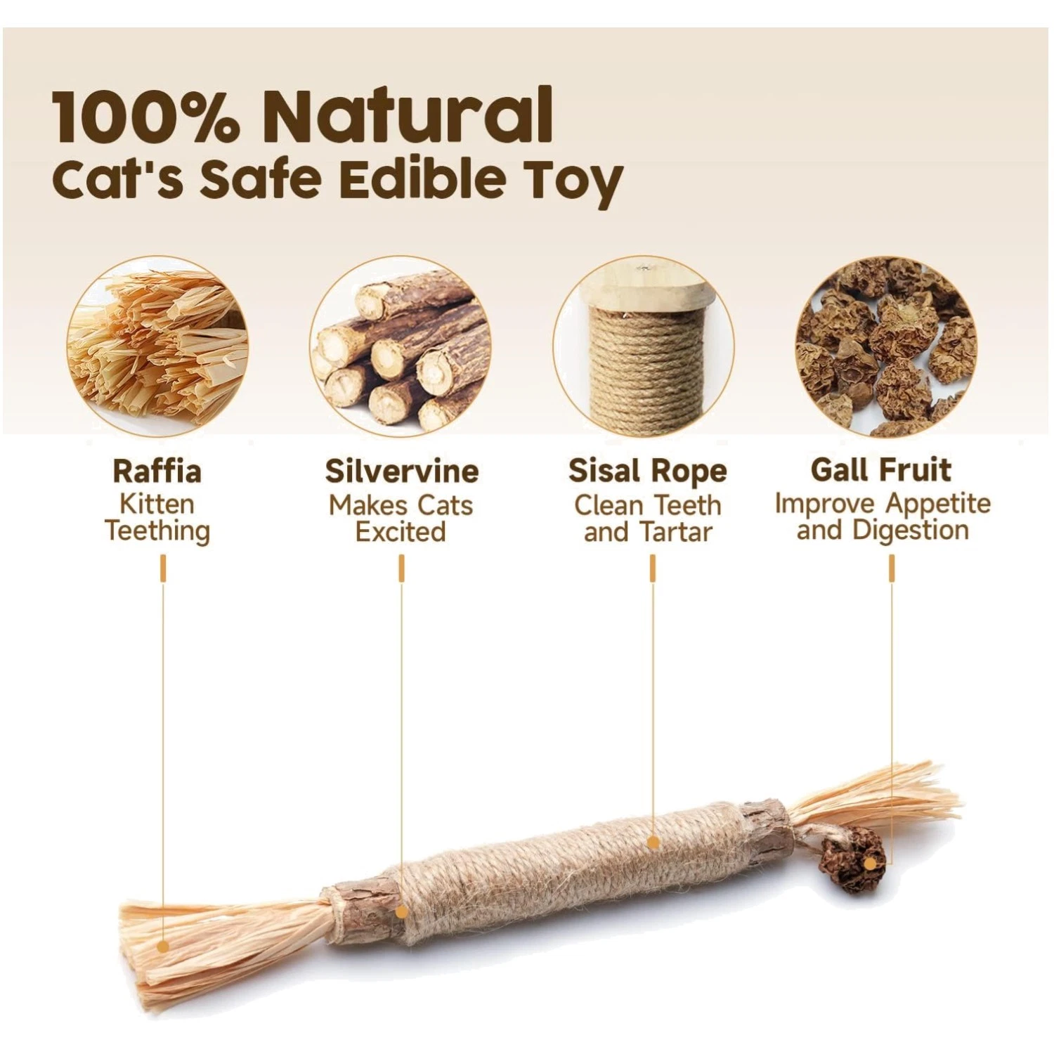 Natural Silvervine Cat Toys, 6 Pcs Chew Sticks