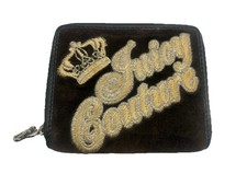 Juicy Couture Y2K Mad Money zip wallet Brown Velour Leather Crown J Heart VTG