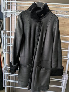 For Ever Damen Lederjacke schwarz Gr. 40 halblang Lammfell Knopf Taschen