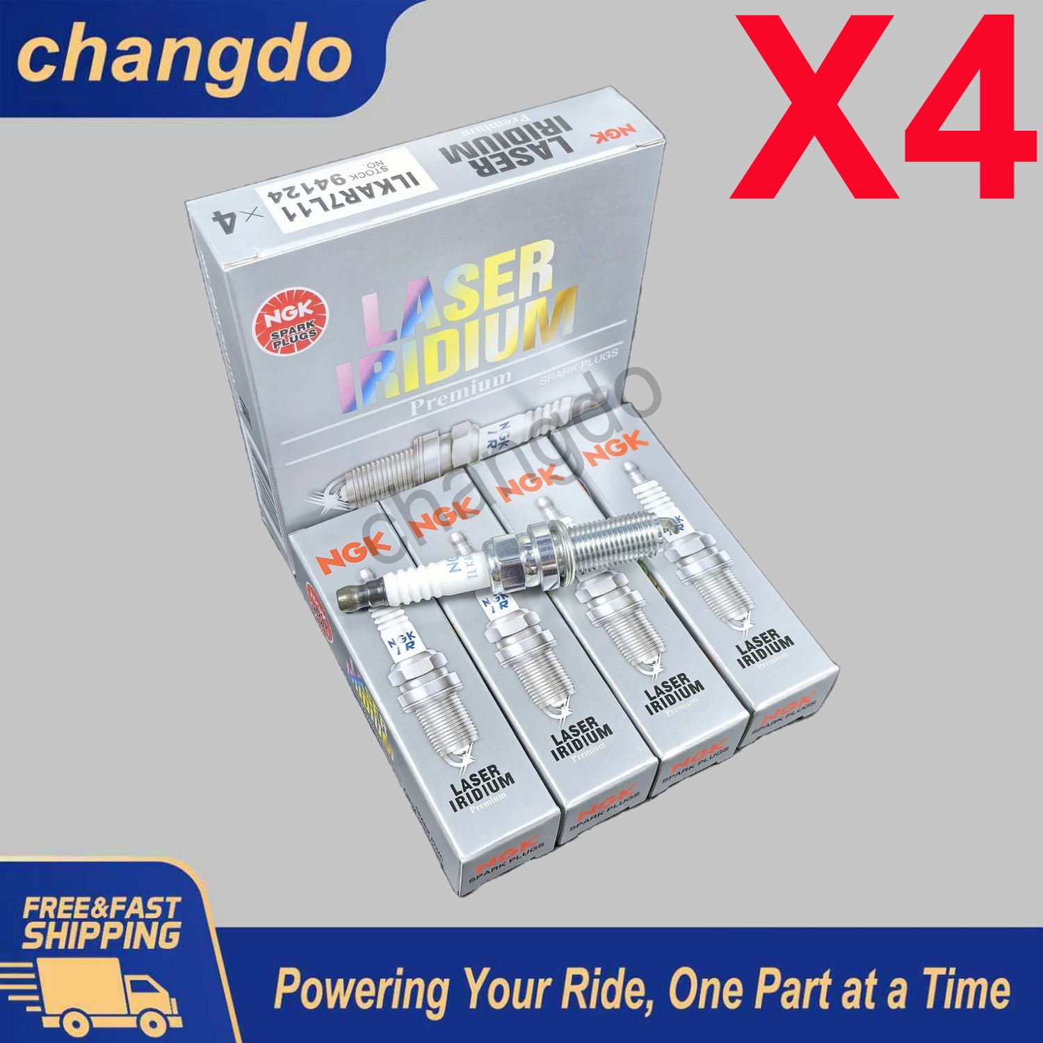 Set of 4 Laser Iridium Spark Plugs ILKAR7L11 For Mazda CX-5 2013-2015 NGK 94124