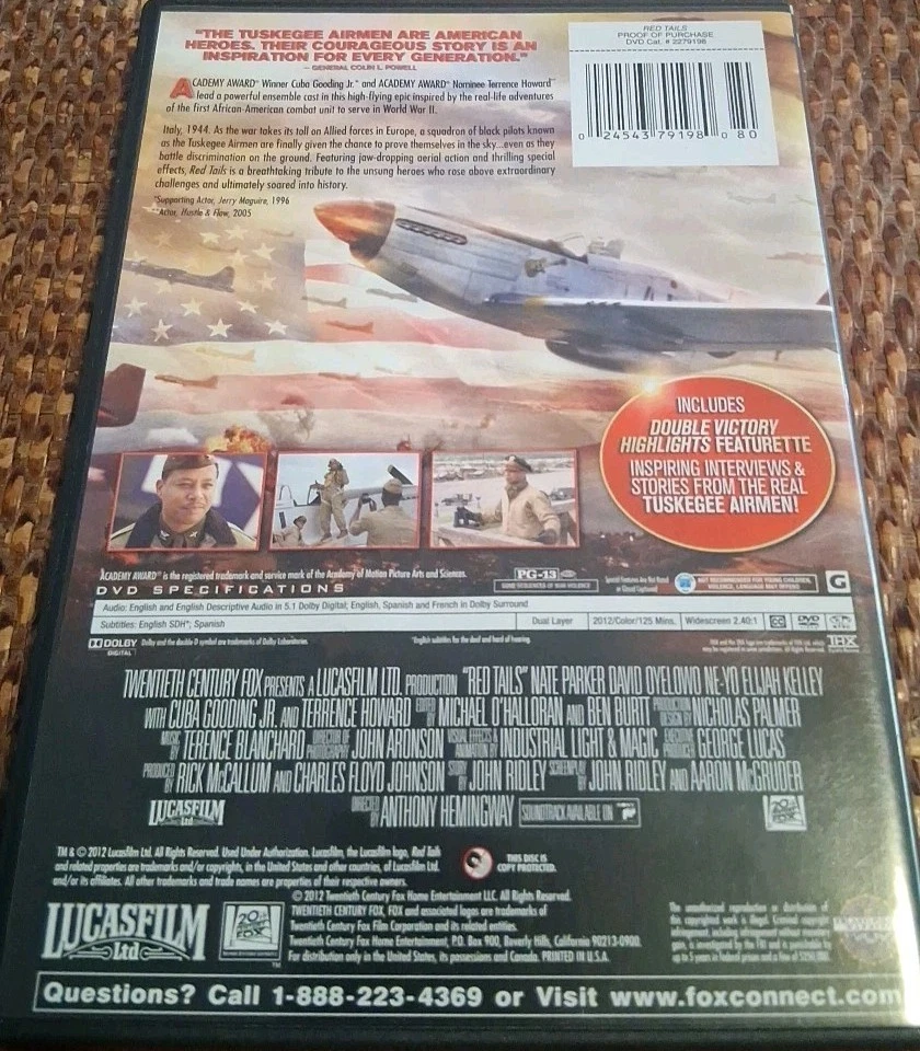 Red Tails 2012 DVD RARE OOP HTF Gooding Jr Howard History WWII - Image 2 of 3