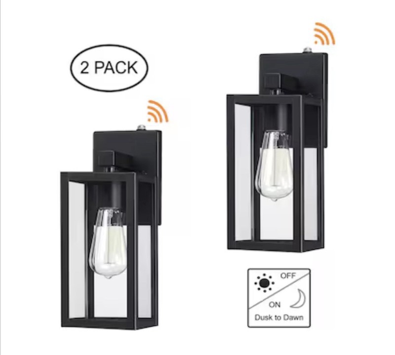 FAYMART by Hukoro Outdoor Lantern Wall Light 2-Pack Black F87702-BK Motion