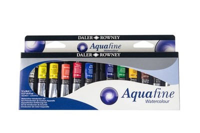 Aquafine Watercolor Introduction Set 12x8 ml Tubes Assorted Colors Art Paint