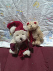 Boyds Bears, 8" & 6", the small one has a tag, Winter/Christmas caps and scarfs — photo 2