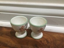 Set Of 2 Porcelain/Ceramic Soft/Hard Boiled Egg Cups Easter Bunny