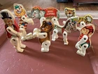Vintage 1963 Fisher Price Junior Circus Animals, Ringmaster and Clown Toys