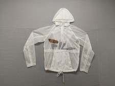 Fila Women Jacket M White Hooded 1/4 Zipper Drawstrings Pockets Windbreaker