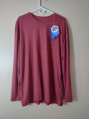 Aftco Mens active Shirt Size Large Red  Polyesterblend  Long Sleeve