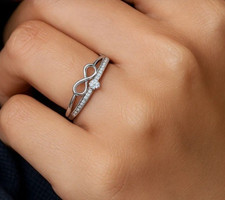 Silver infinity bow detail delicate dainty stacking Minimalist ring all sizes