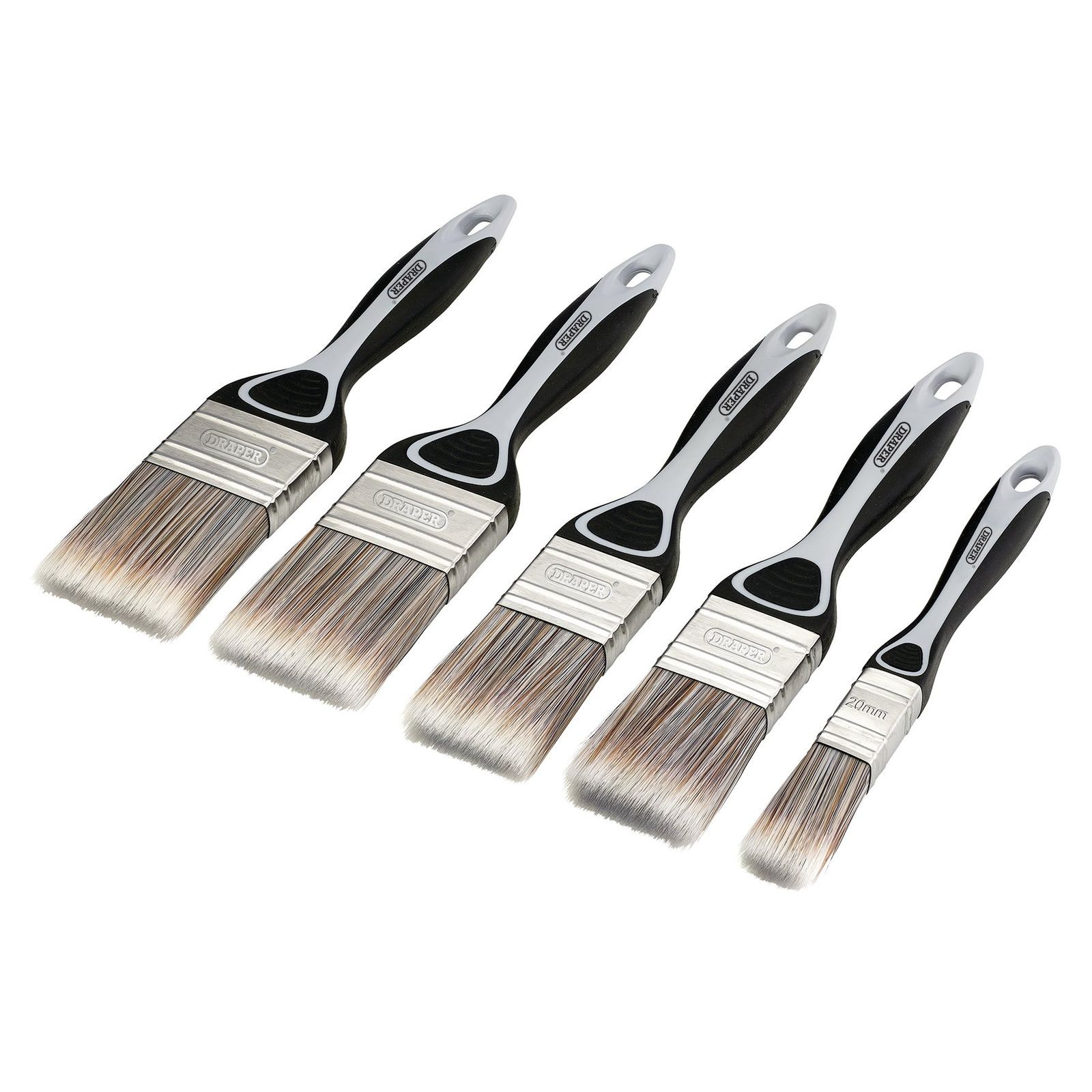 Draper 5Pc Paint Brush Set - Flat Soft Grip Flat Paint Brush Set (5 Piece) - Image 8