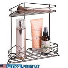 Steel Corner Shower Organizer Storage Shelf Two Tier Bathroom Kitchen Storage US
