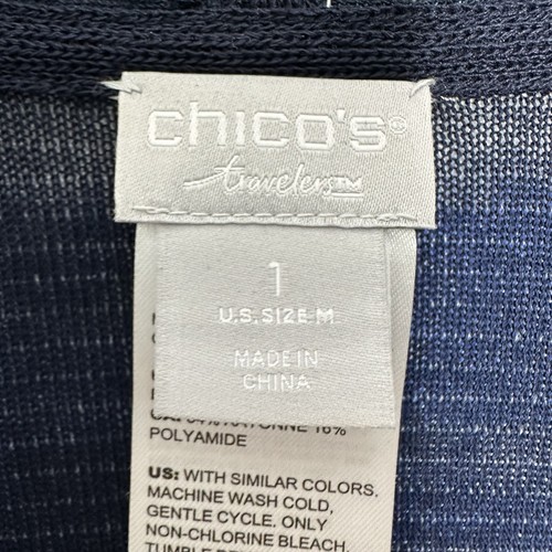 Chicos Travelers Kimono Womens Size M Blue Green Striped Duster Cardigan Sweater - Picture 5 of 9