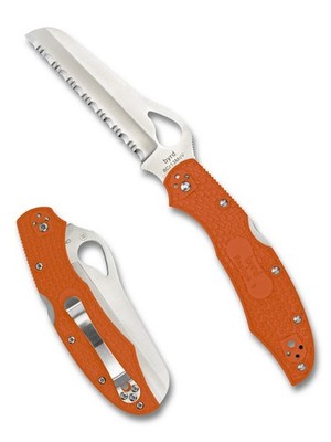 Byrd Cara Cara Rescue 2 Knife BY17SOR2 3.88'' Serrated Blade Orange FRN Handle