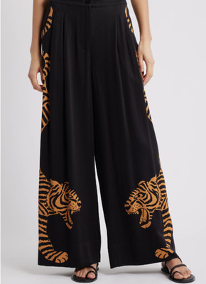 NEW, Farm Rio Black Tiger Wide Leg Pants in Black Sz M #P3834