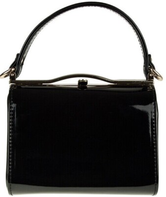 Damen Vintage Lack Box Handtasche Clutch Tasche Top Griff Abendtasche Handtasche Neu UK