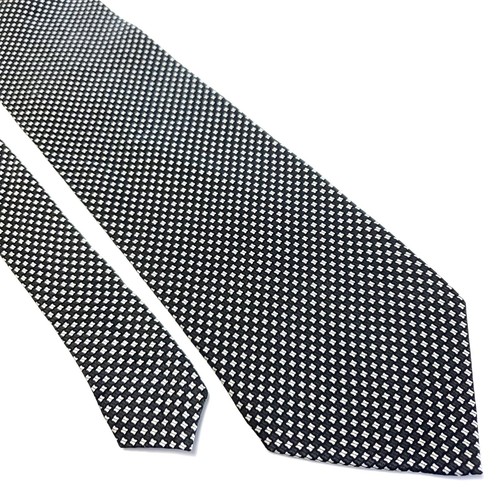 Valerio Garati Green White Print Geometric Wide Silk Tie