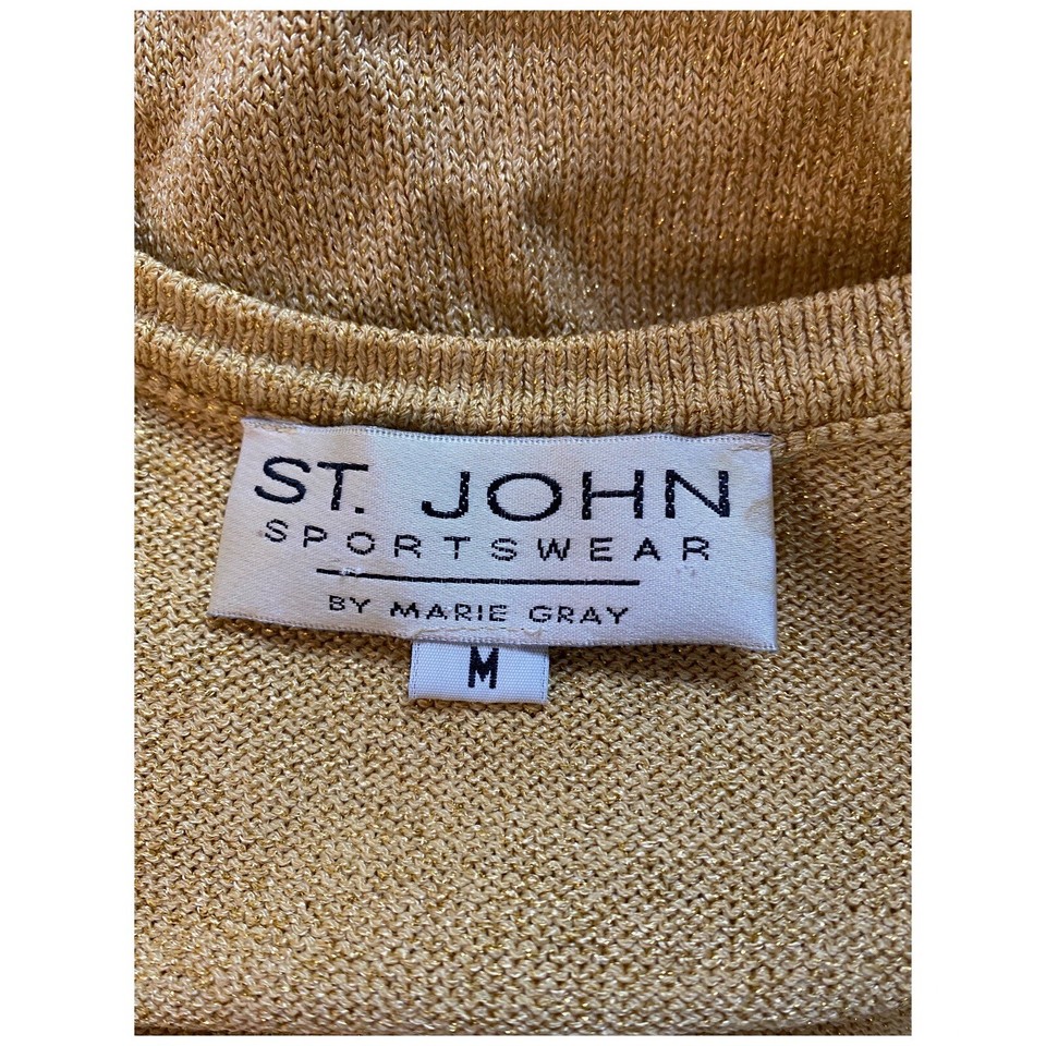 ST. JOHN Sportswear by Marie Grey Gold Santana Crop Tank Top Size