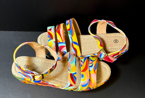 Ladies Bohemian Open Toe/Buckle/Strap Wedge Heel Soled Roman Sandals - Foto 4 di 7