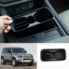 For Land Rover Defender 2020-2023 Black Console Water Cup Holder Storage Box 1PC