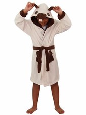 Kids Bathrobe 3D Animal Pug Dressing Gown Fleece Nightwear For Girls Boys 2-13