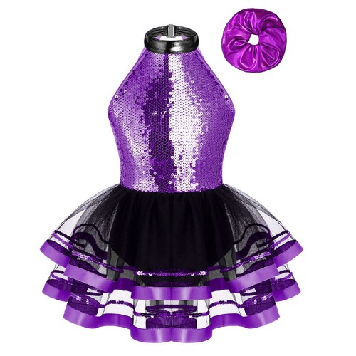 Kids Girls Set Gymnastic Outfit Tutu Suit Backless Party Ballet Costume Halter - Picture 14 of 38